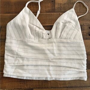 Striped Cream Crop Top size Large NWOT